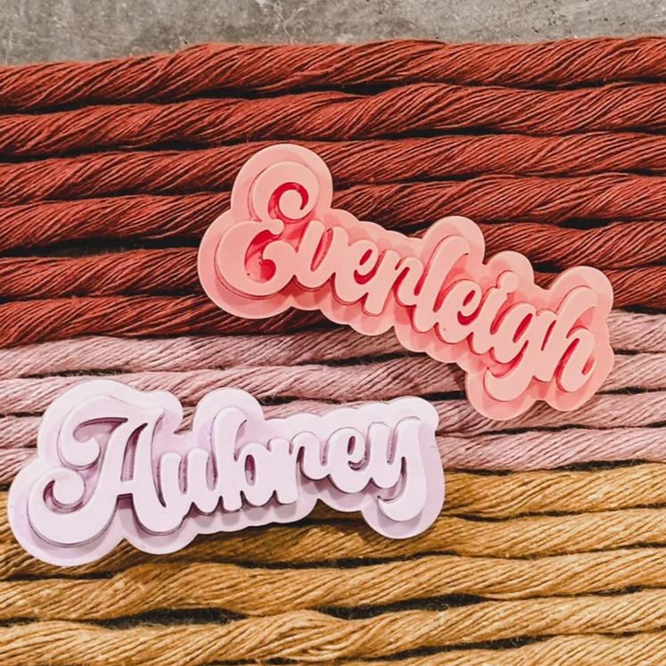 Personalized Cute Name Theme Custom Pink Bubble Letter Style Girly Art Acrylic Hair Clip