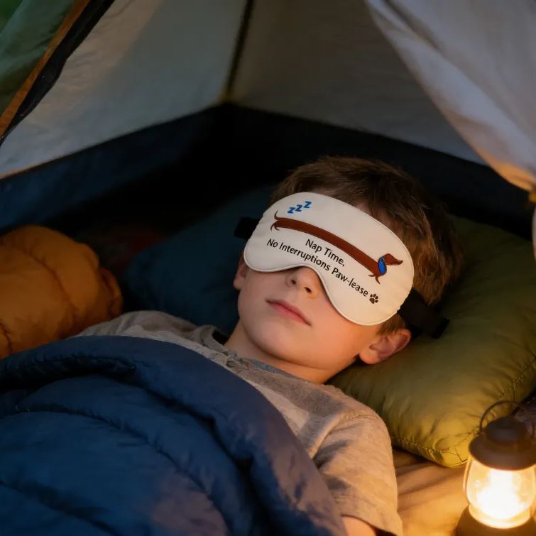 Personalized Embroidered Dachshund Humorous Sleep Mask Custom Text All Day Comfort Whimsical Sleep Pal