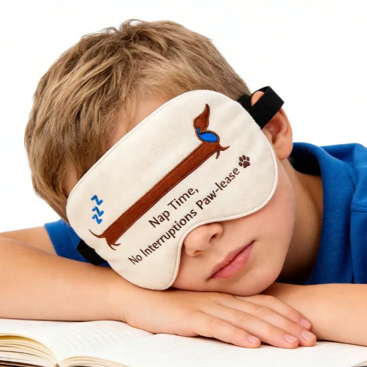 Personalized Embroidered Dachshund Humorous Sleep Mask Custom Text All Day Comfort Whimsical Sleep Pal