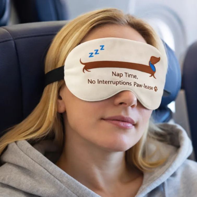 Personalized Embroidered Dachshund Humorous Sleep Mask Custom Text All Day Comfort Whimsical Sleep Pal