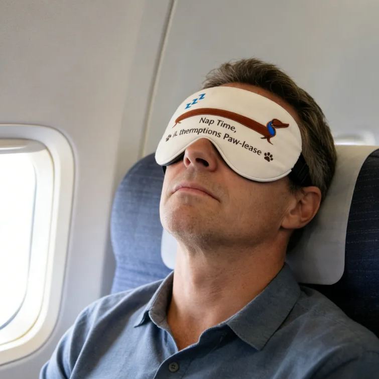 Personalized Embroidered Dachshund Humorous Sleep Mask Custom Text All Day Comfort Whimsical Sleep Pal