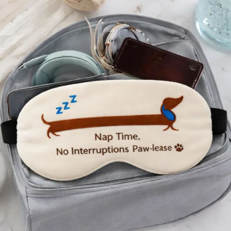 Personalized Embroidered Dachshund Humorous Sleep Mask Custom Text All Day Comfort Whimsical Sleep Pal