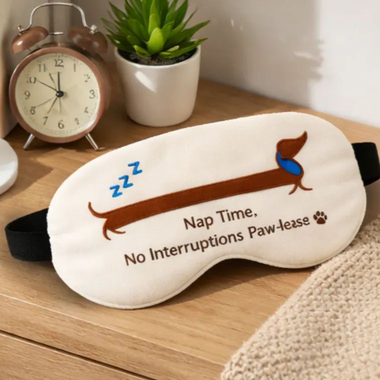 Personalized Embroidered Dachshund Humorous Sleep Mask Custom Text All Day Comfort Whimsical Sleep Pal