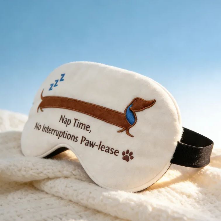 Personalized Embroidered Dachshund Humorous Sleep Mask Custom Text All Day Comfort Whimsical Sleep Pal