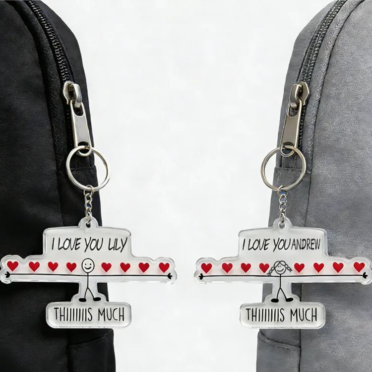Personalized Shooting Hearts Couple Keychain Custom Text Romantic Holiday Gift for Couples