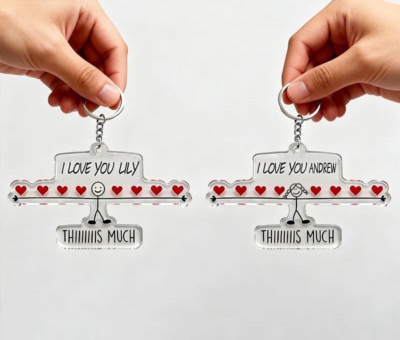 Personalized Shooting Hearts Couple Keychain Custom Text Romantic Holiday Gift for Couples