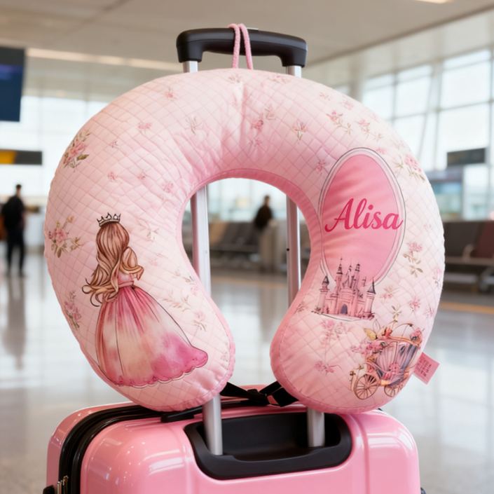 Personalized Pink U-Shaped Pillow with Custom Name for Kids Birthday Gift for Kids