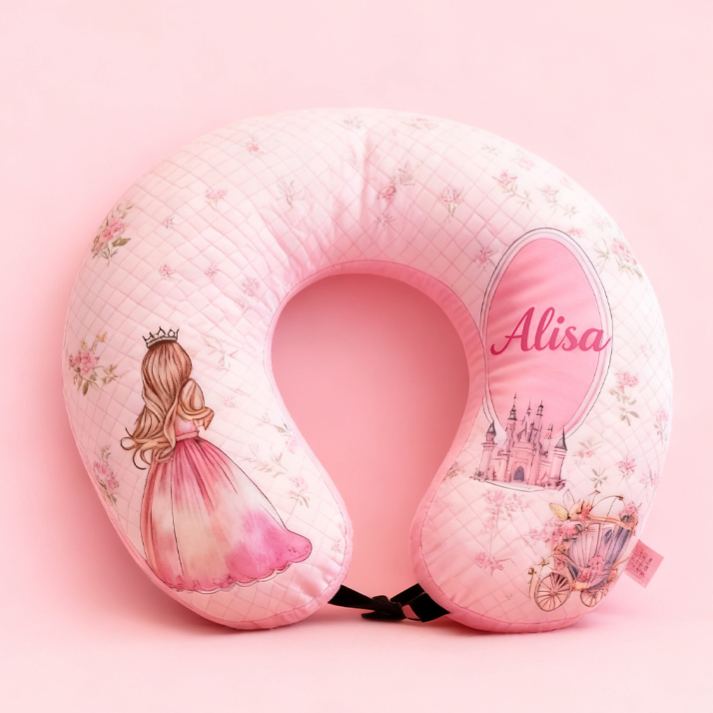 Personalized Pink U-Shaped Pillow with Custom Name for Kids Birthday Gift for Kids