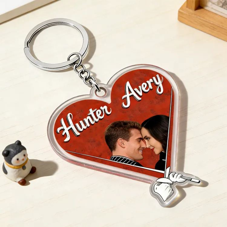 Personalized Love Gaze Keychain Custom Photo Engraved Keychain Cherished Gift for Lovers
