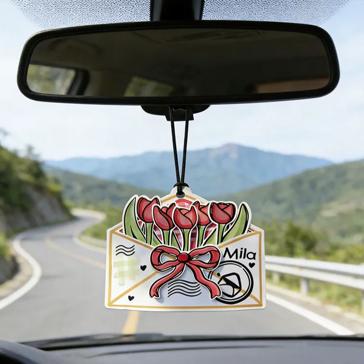 Personalized Blossom Envelope Keychain Engraved Keychain Meaningful Gift for Partners Love Message Holiday Present