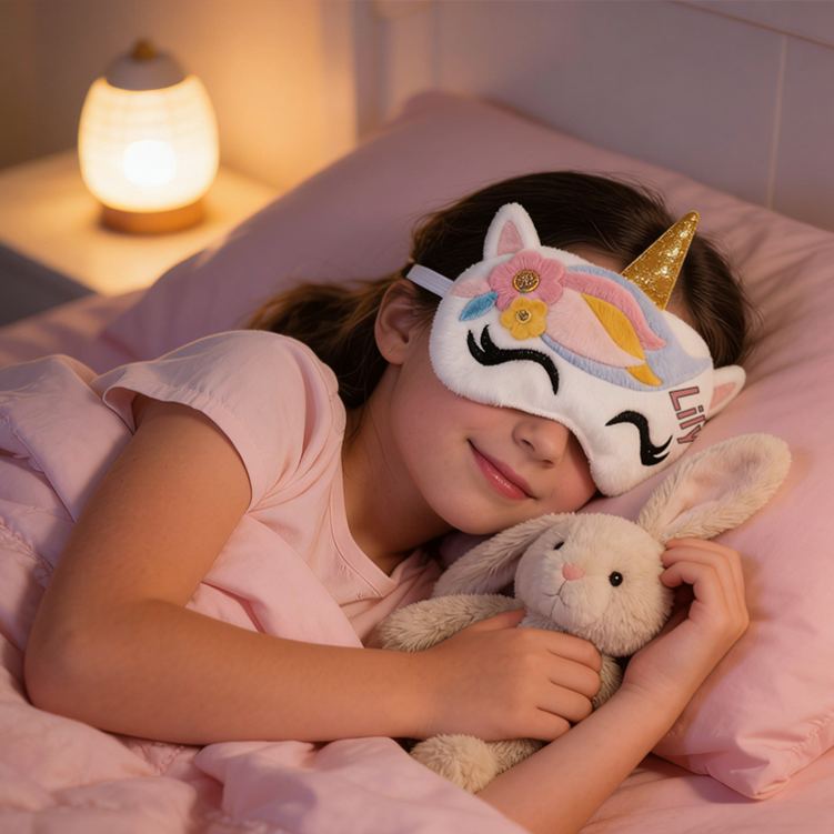 Personalized Engravable Cute Creature Sleep Mask Cozy Eye Cover Pastel Gift for Children