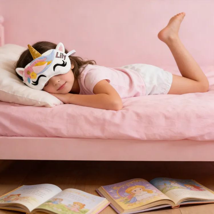 Personalized Engravable Cute Creature Sleep Mask Cozy Eye Cover Pastel Gift for Children