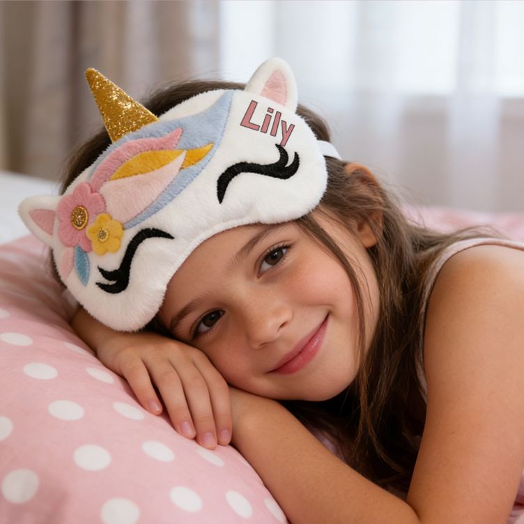 Personalized Engravable Cute Creature Sleep Mask Cozy Eye Cover Pastel Gift for Children