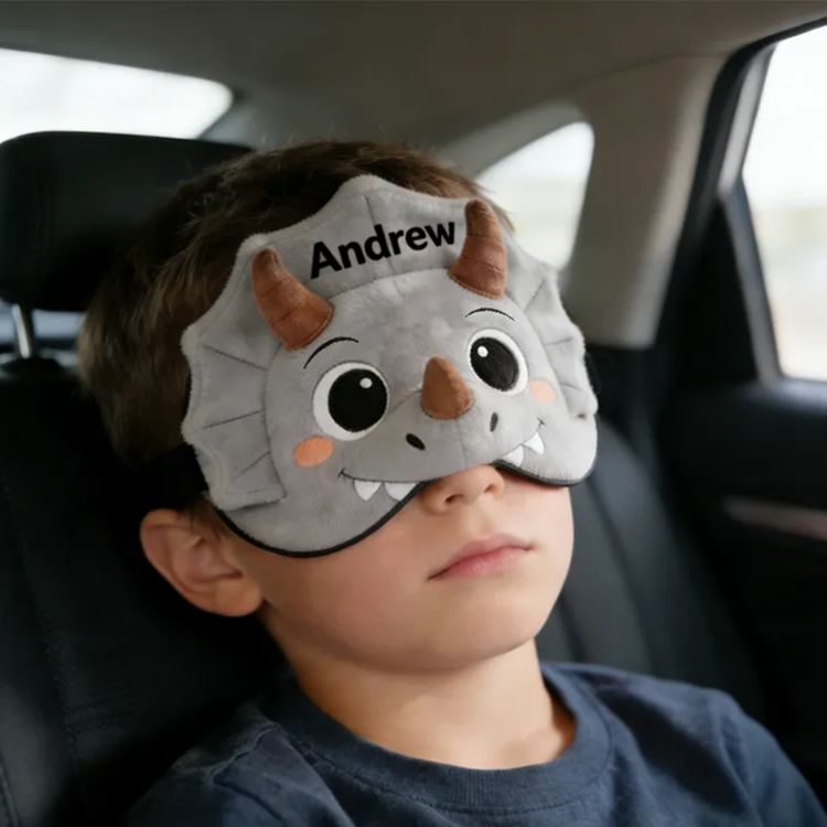 Personalized Whimsical Dinosaur Sleep Eye Mask Engravable Eye Cover Comfortable Gift for Children
