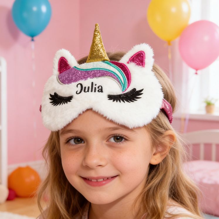 Personalized Magical Dream Horse Theme Custom Name Furry Comfortable Bedtime Girls Eye Mask