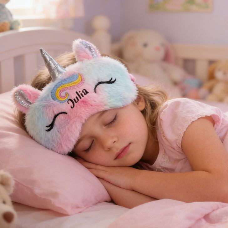 Personalized Magical Dream Horse Theme Custom Name Furry Comfortable Bedtime Girls Eye Mask