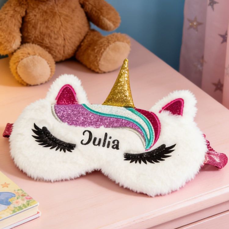 Personalized Magical Dream Horse Theme Custom Name Furry Comfortable Bedtime Girls Eye Mask