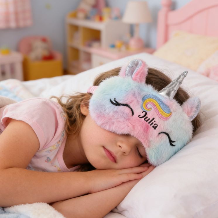 Personalized Magical Dream Horse Theme Custom Name Furry Comfortable Bedtime Girls Eye Mask