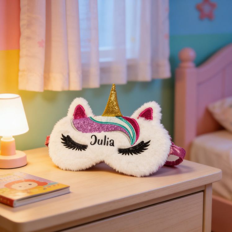 Personalized Magical Dream Horse Theme Custom Name Furry Comfortable Bedtime Girls Eye Mask
