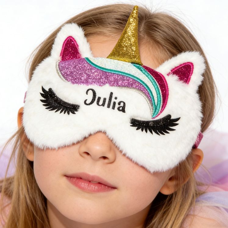 Personalized Magical Dream Horse Theme Custom Name Furry Comfortable Bedtime Girls Eye Mask