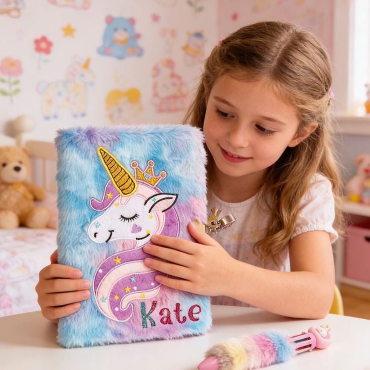 Personalized Magical Dream Horse Theme Custom Name Colorful Furry Kids Writing Journal Notebook