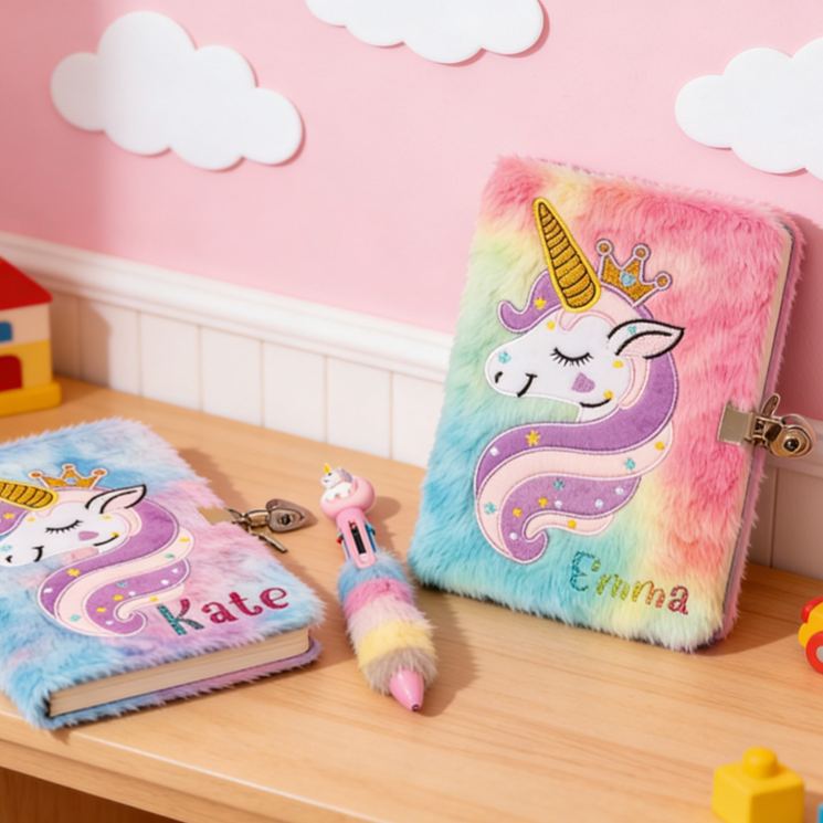 Personalized Magical Dream Horse Theme Custom Name Colorful Furry Kids Writing Journal Notebook