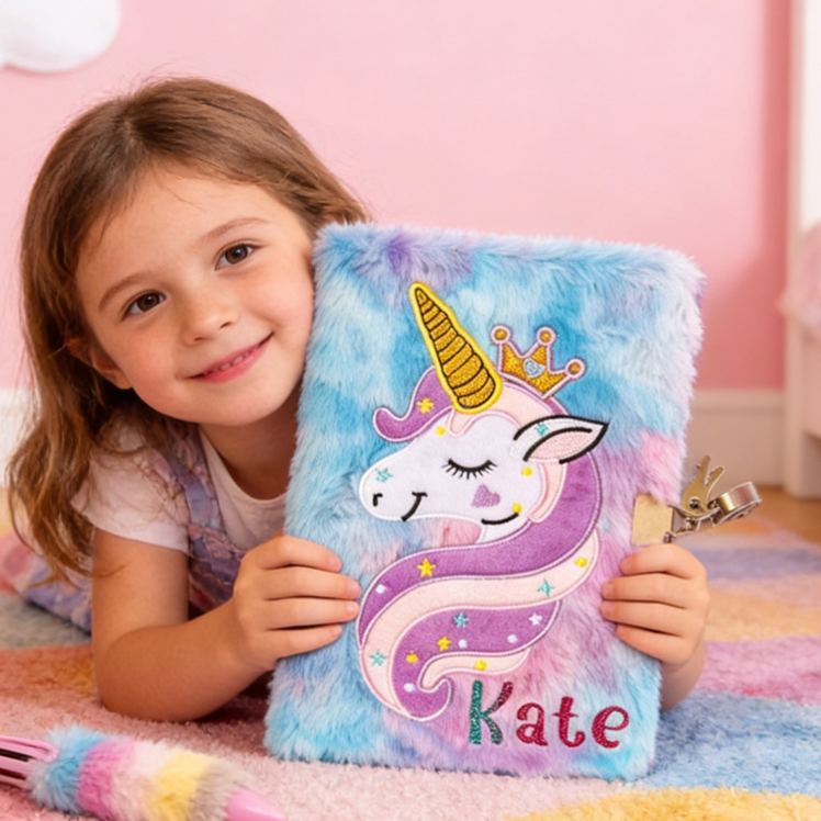 Personalized Magical Dream Horse Theme Custom Name Colorful Furry Kids Writing Journal Notebook