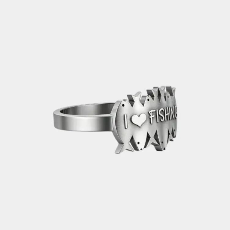 Personalized I Love Fishing & You Ring Engraved Romantic Gift for Anglers Fisherman's Surprise Present