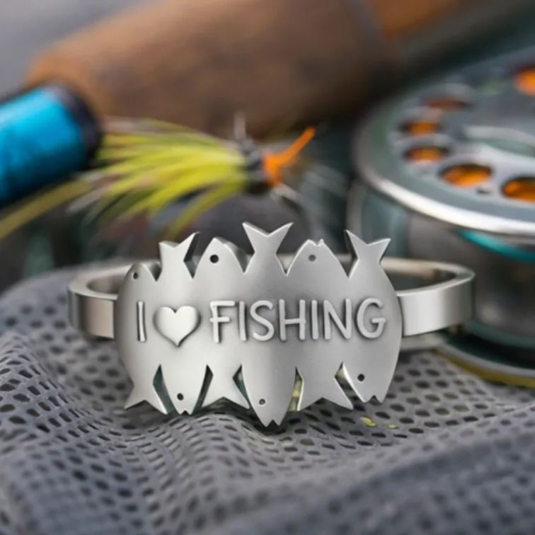 Personalized I Love Fishing & You Ring Engraved Romantic Gift for Anglers Fisherman's Surprise Present
