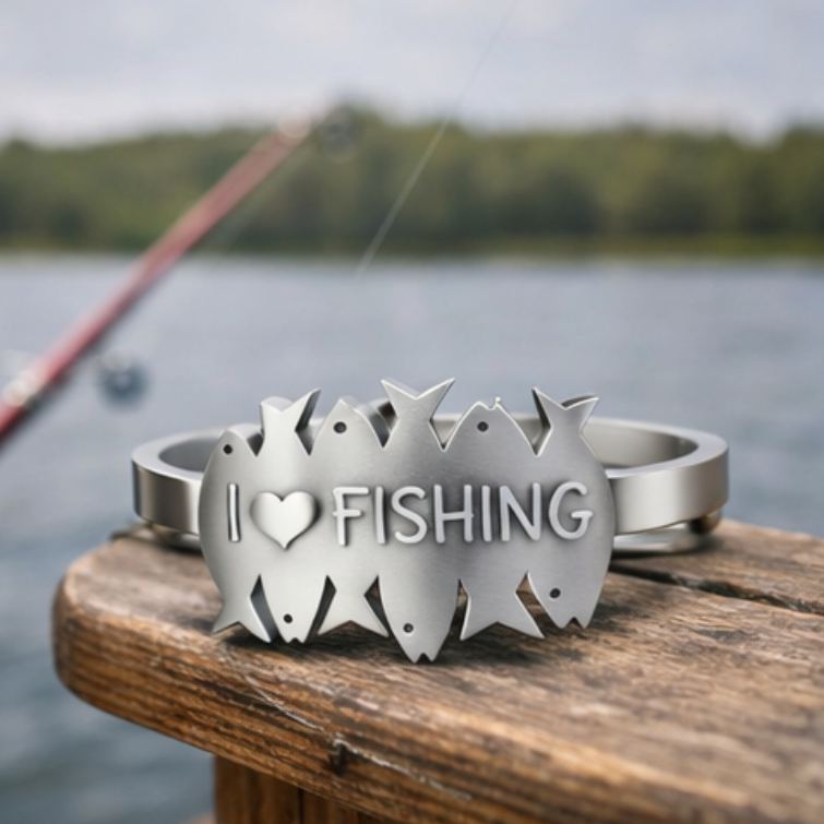 Personalized I Love Fishing & You Ring Engraved Romantic Gift for Anglers Fisherman's Surprise Present