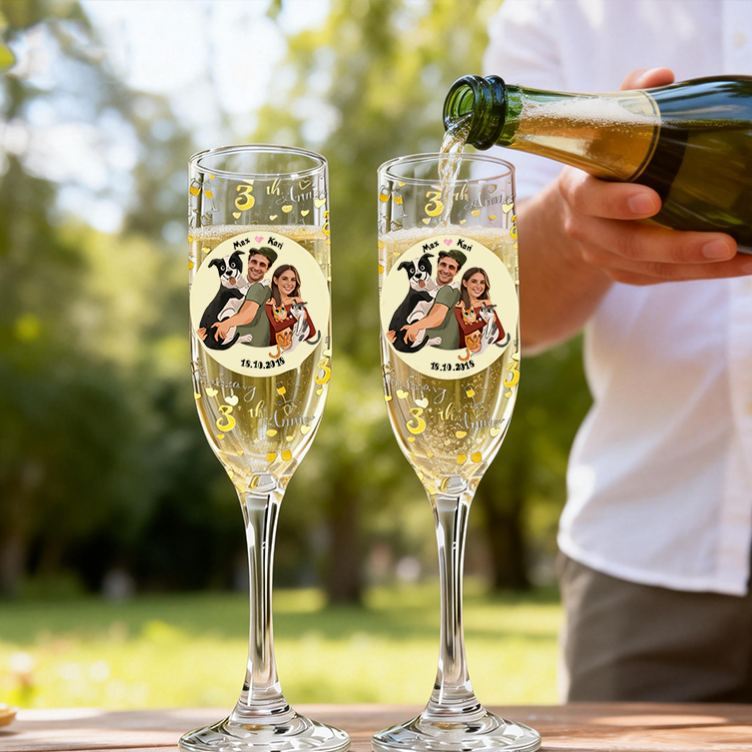 Personalized Sweet Moments Champagne Flute Laser Engraved Custom Photo & Text Gift for Couples Valentine's Present