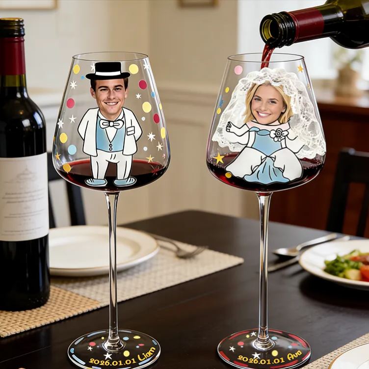 Personalized Joyful Moments Wine Glass Laser Engraved Custom Photo & Text Gift for Lovers Valentine's Keepsake