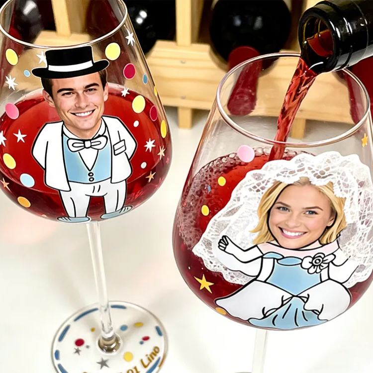 Personalized Joyful Moments Wine Glass Laser Engraved Custom Photo & Text Gift for Lovers Valentine's Keepsake