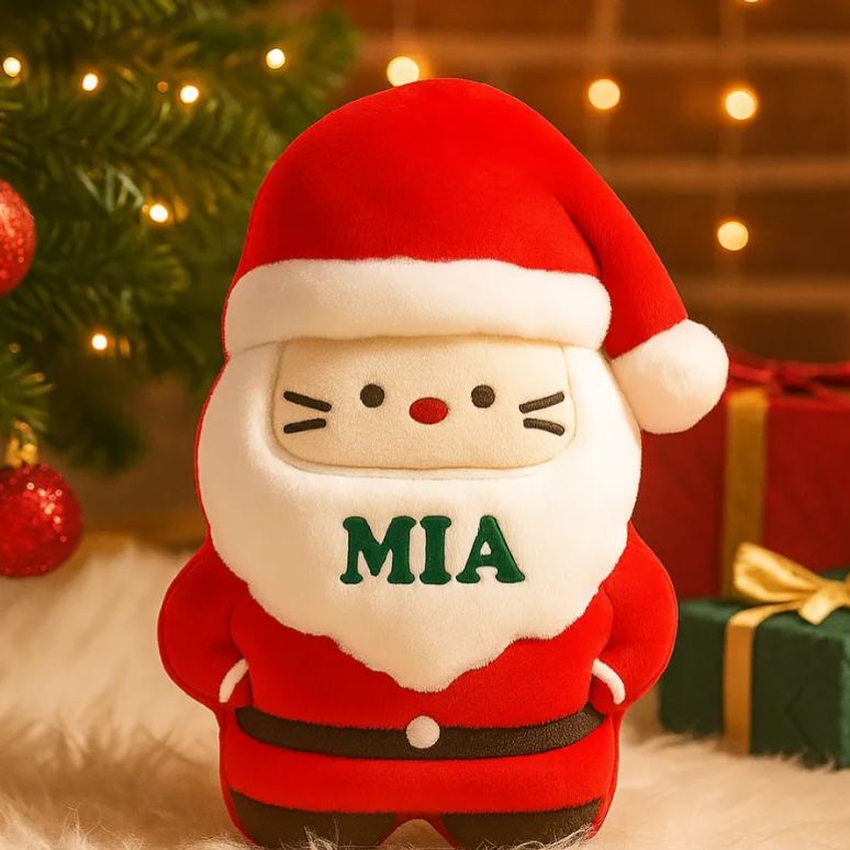 Personalized Santa Throw Pillow Custom Name Pillow for Christmas Soft Stuffed Pillow Holiday Toy for Kids Christmas Family Gift Bedroom Decor