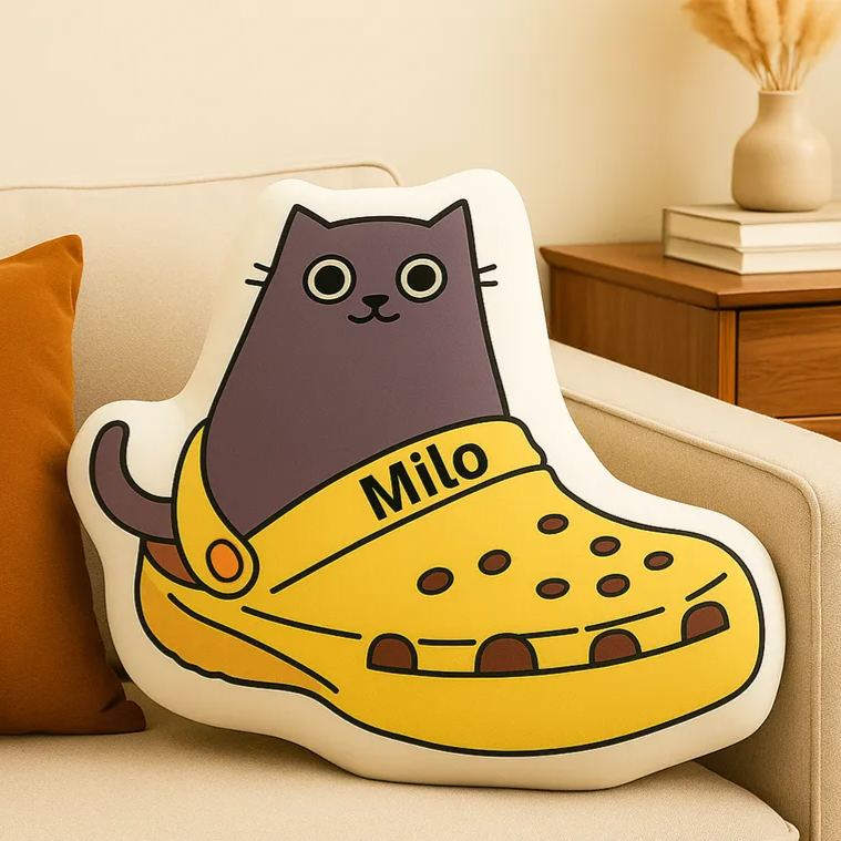 Personalized Cute Cat Throw Pillow Custom Pillow with Name Cute Plush Decor Gift for Kids Cat Lovers Home Decoration