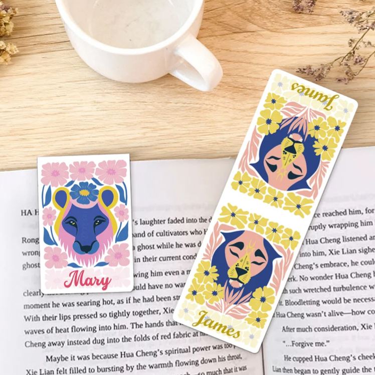 Personalized Multicolor Abstract Animal Illustration Flower Magnetic Bookmark Clip Birthday Gift for Reading Lovers Teachers Students