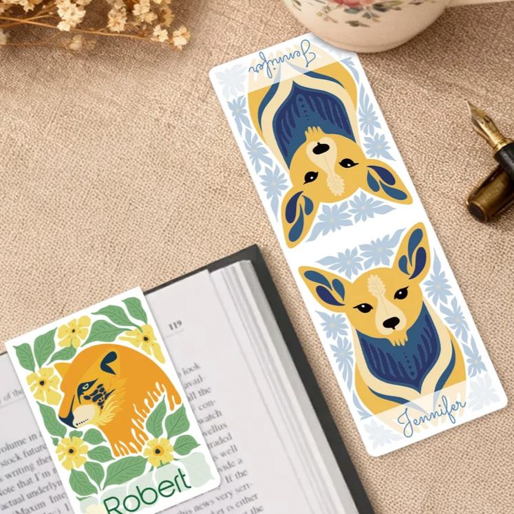 Personalized Multicolor Abstract Animal Illustration Flower Magnetic Bookmark Clip Birthday Gift for Reading Lovers Teachers Students