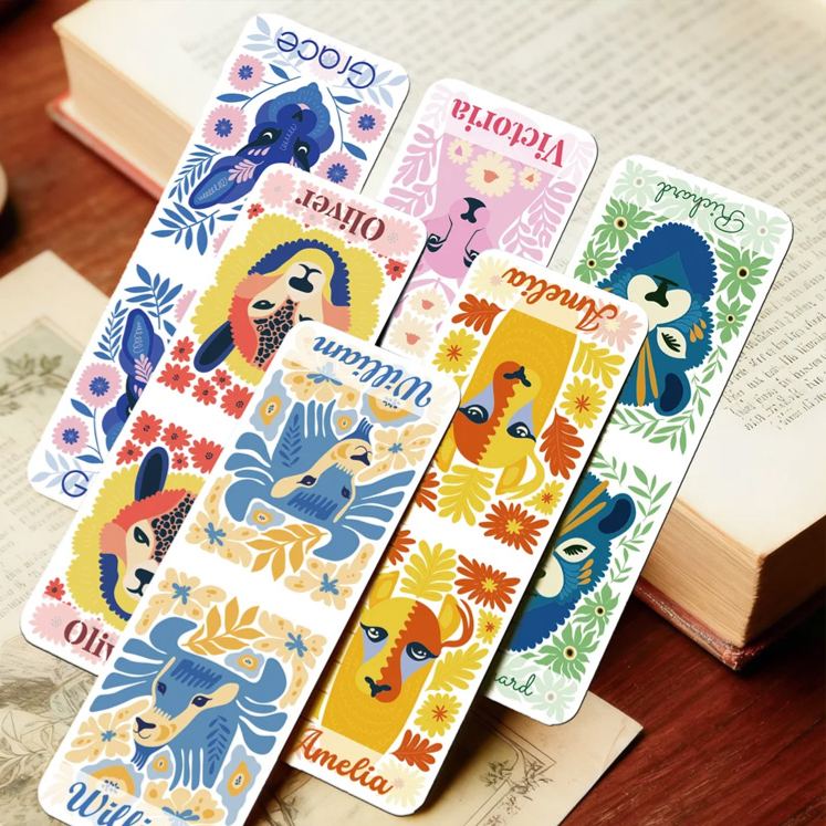 Personalized Multicolor Abstract Animal Illustration Flower Magnetic Bookmark Clip Birthday Gift for Reading Lovers Teachers Students