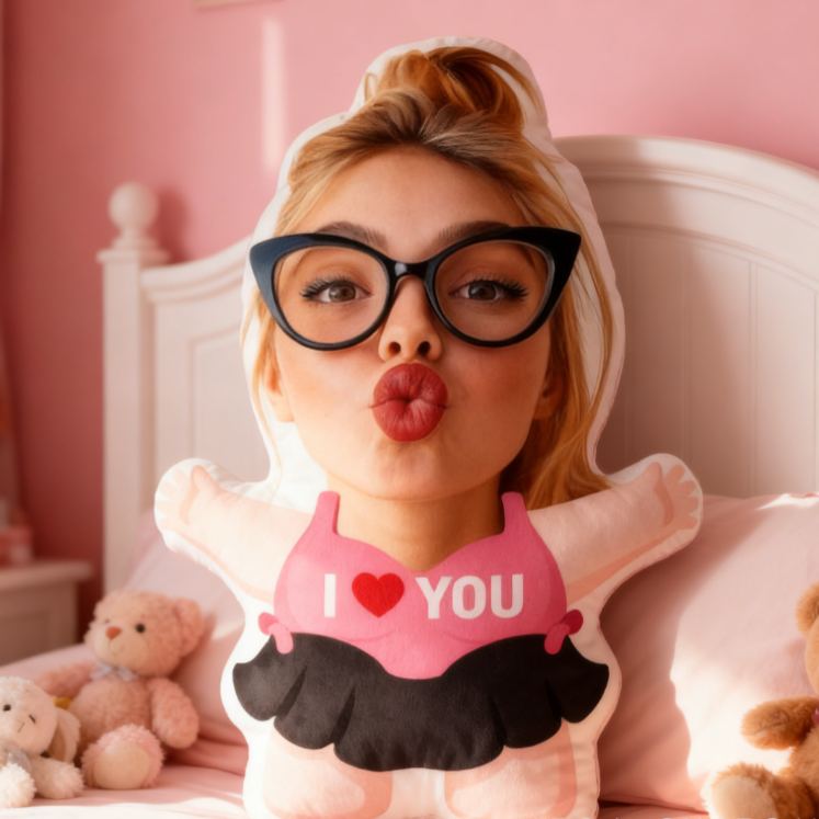Personalized Face Pillow iLove You Thow Pillow Custom 3D Photo Pillow Funny Humanoid Body Pillow Unique Gift for Couples Friends and Loved Ones