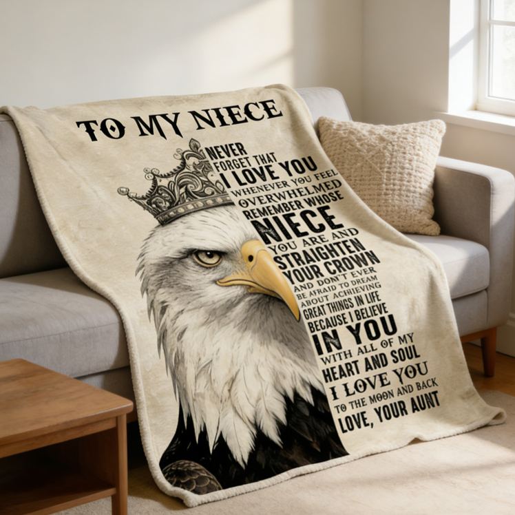 Personalized To My Niece Eagle Pattern Custom Quote Warm Cozy Throw Gift Blanket Blanket