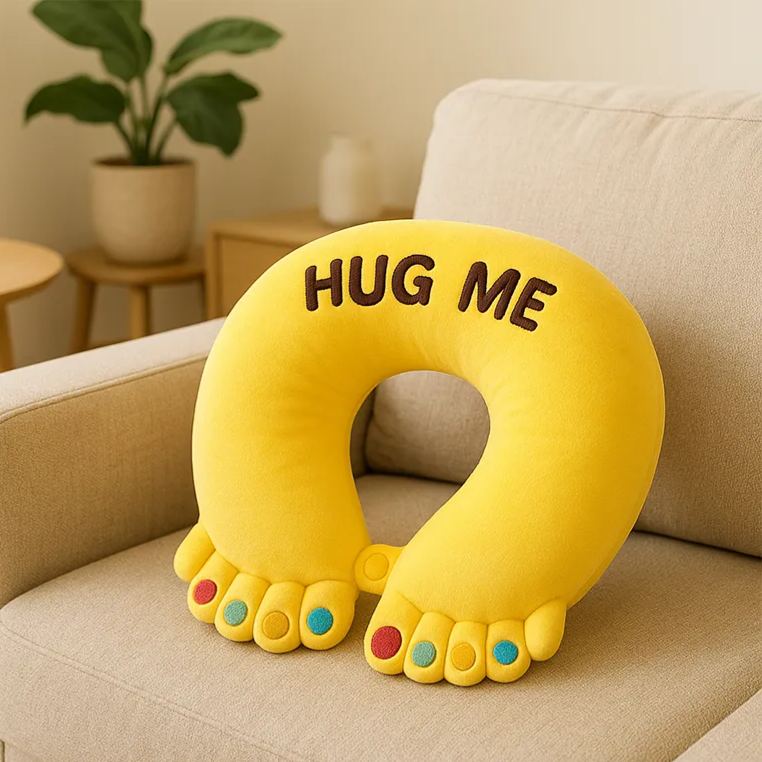Personalized Cute Hug Me Throw Pillow Neck Pillow U-Shaped Pillow Funny Travel Pillow with Feet Design Gift for Kids Adults 