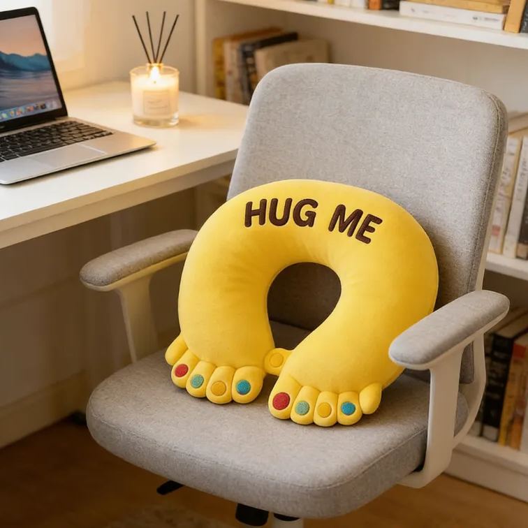 Personalized Cute Hug Me Throw Pillow Neck Pillow U-Shaped Pillow Funny Travel Pillow with Feet Design Gift for Kids Adults 
