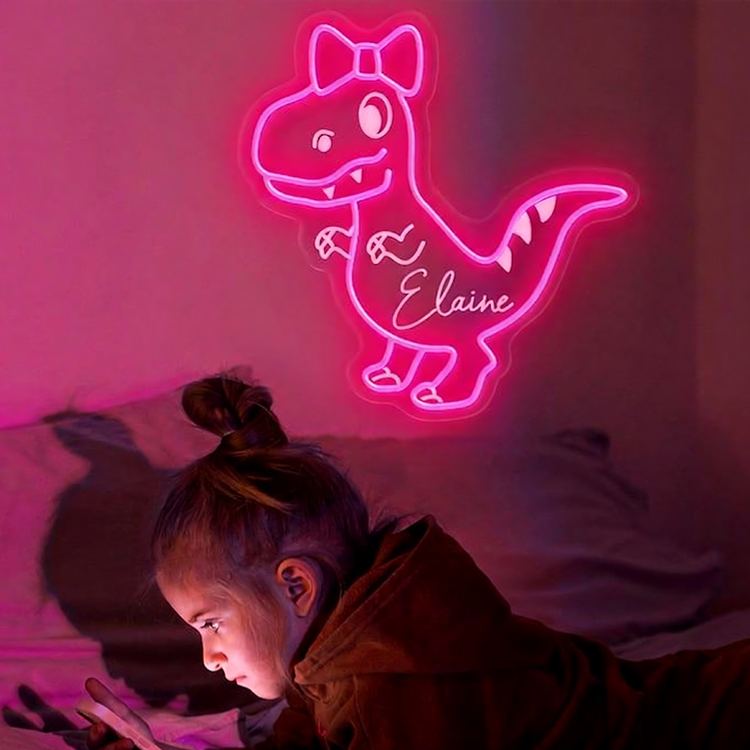 Personalized Fun Cartoon Dinosaur Outline Name Lamp Ideal For Nursery Decoration Neon Sign