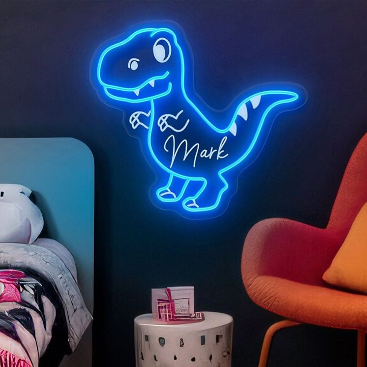 Personalized Fun Cartoon Dinosaur Outline Name Lamp Ideal For Nursery Decoration Neon Sign