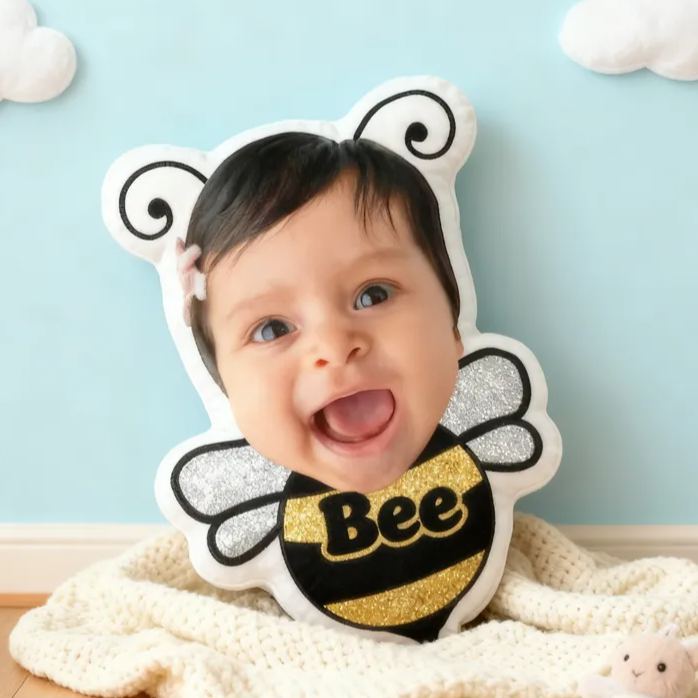 Personalized Cute Little Bee with Name Graphic 3D Print Pillow Christmas Gift for Kids 