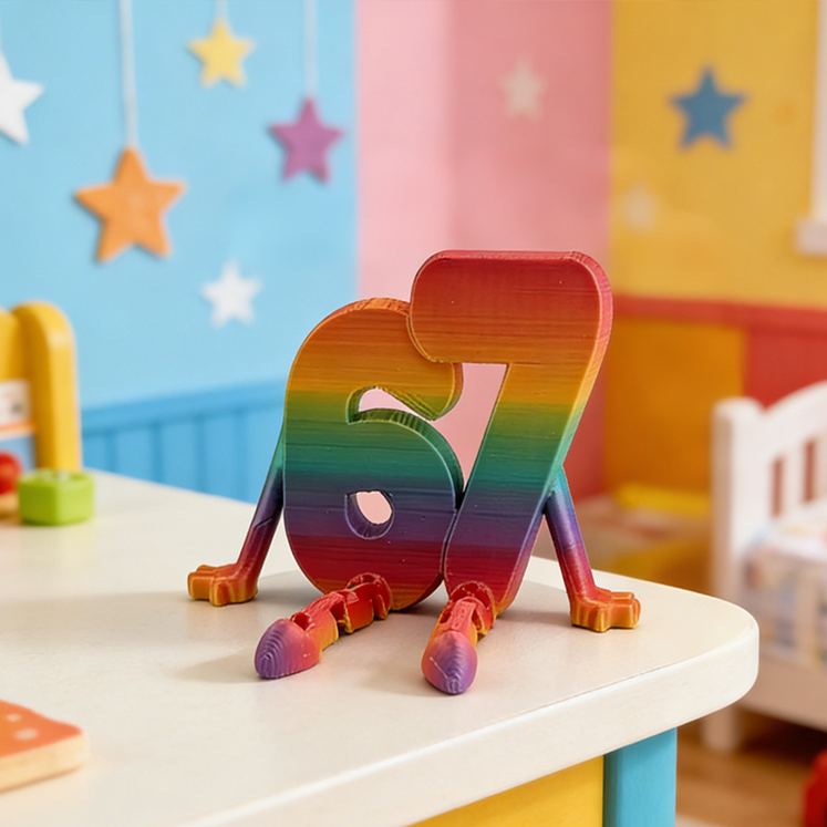 Personalized 3D Printed 67 Flexi Buddy Figurine Desktop Articulating Flexible Toy