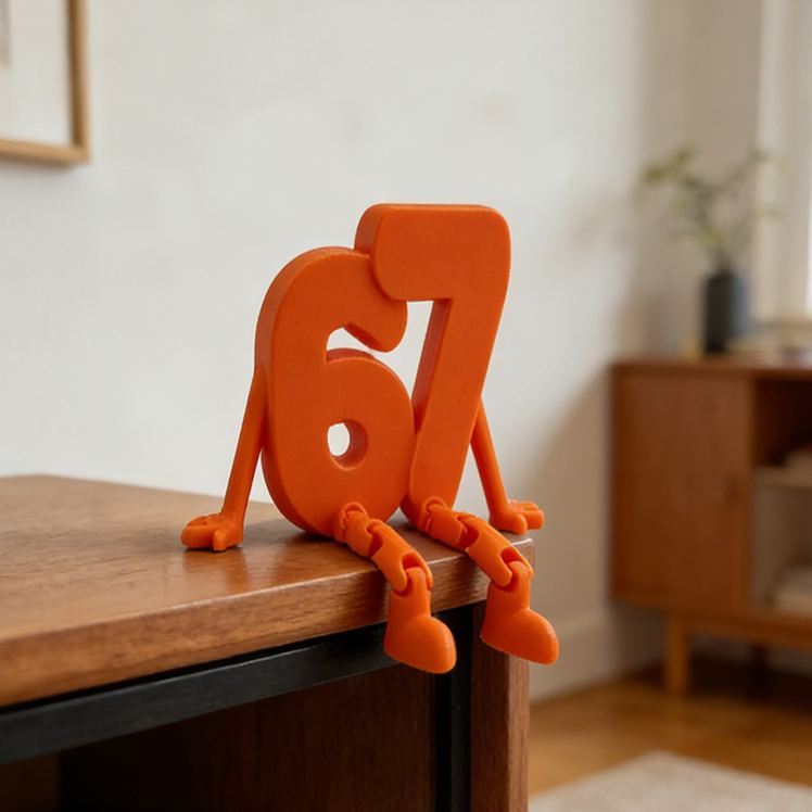 Personalized 3D Printed 67 Flexi Buddy Figurine Desktop Articulating Flexible Toy