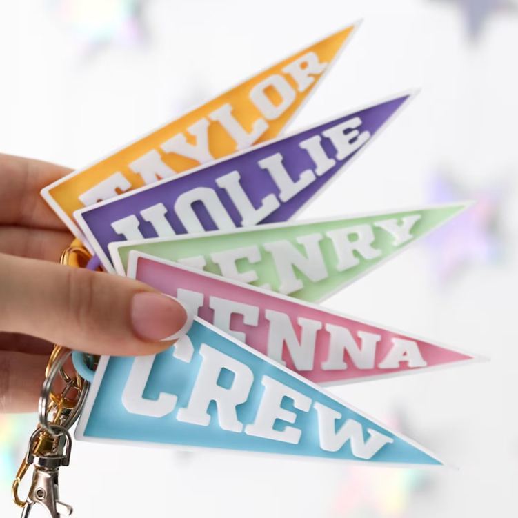 Personalized Bright Custom Flag Name Tag Keychain Great For Backpacks Keychain