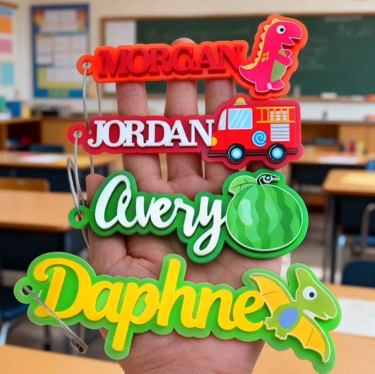 Personalized Cute Dinosaur Bus Multicolor Name Keychain Back to School Birthday Gift for Kids