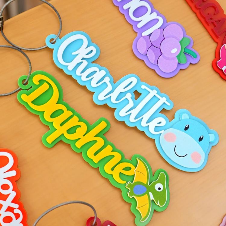 Personalized Cute Dinosaur Bus Multicolor Name Keychain Back to School Birthday Gift for Kids